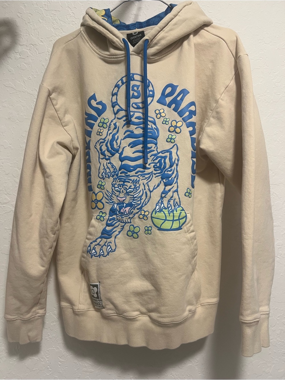 Overtime “Hooping Is Paradise” Cream Hoodie, Size M